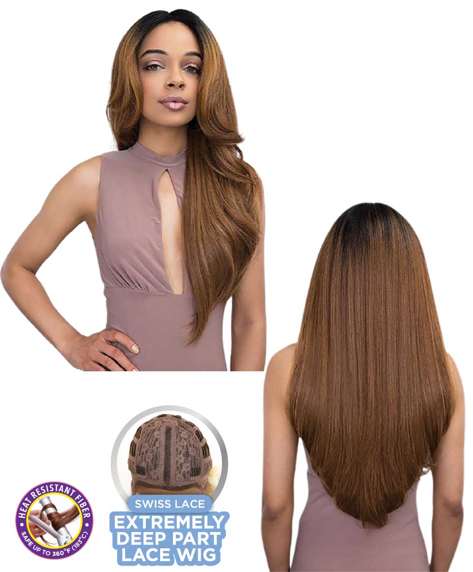 Extended Deep Part Syn June Lace Wig Human hair and synt